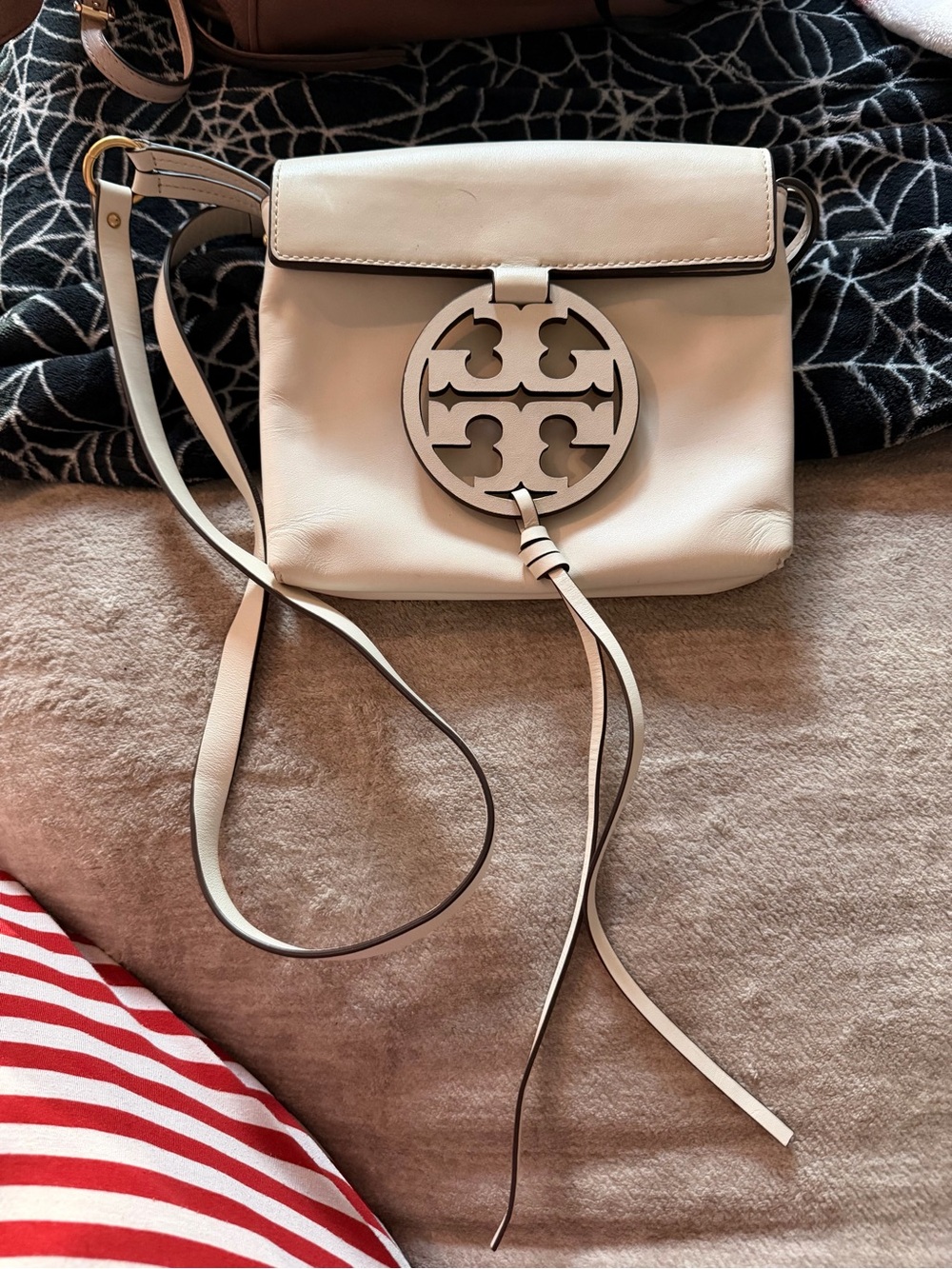 Tory Burch Cream/White Miller Logo Crossbody Bag
